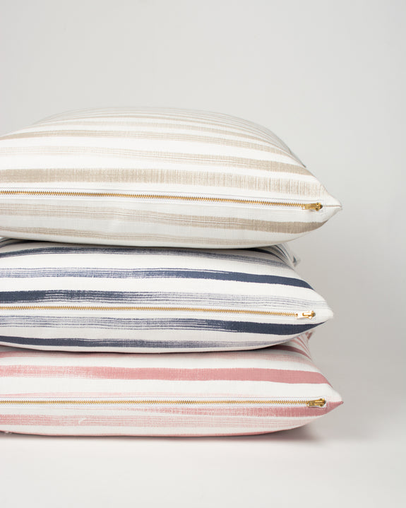 Hand Painted Stripe Pillow Navy