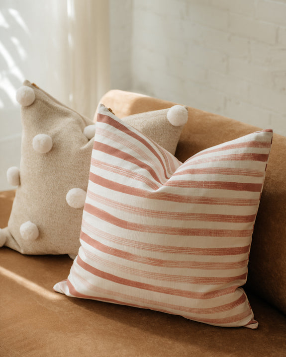 Hand Painted Stripe Pillow Rose
